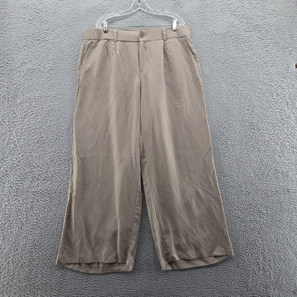 Torrid Womens Wide Leg Studio Linen High Rise Pants 14 Brown Pleated Pockets